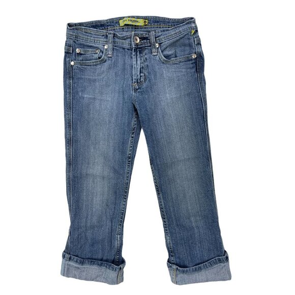 Vigoss Capri Jeans 3/4 Cuffed Medium Wash Denim Slim - Picture 1 of 7